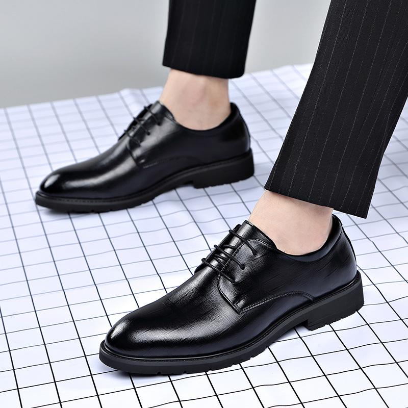 Spring new dress leather shoes soft leather business casual men's British style Korean version pointed work banquet wedding shoes
