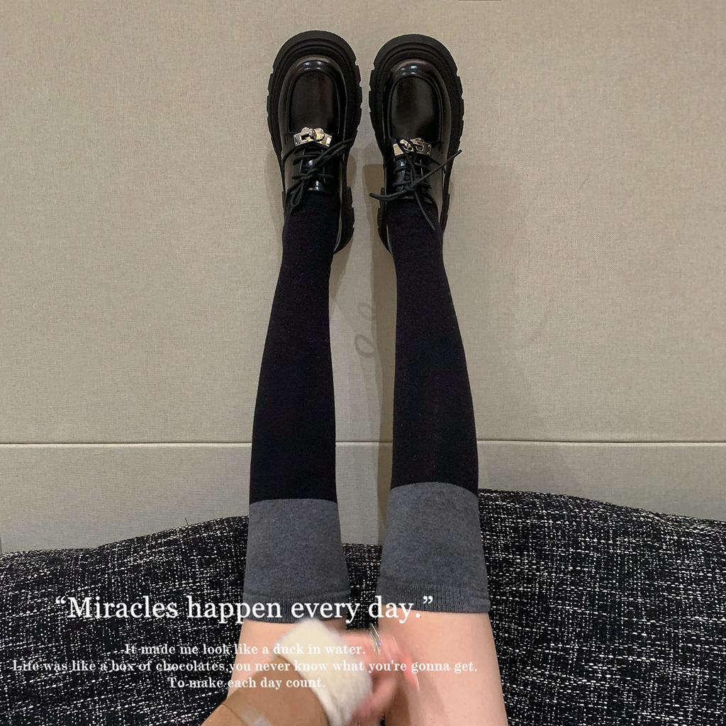 Spring and Summer Round Head Small Leather Shoes, Muffin Sole, Thick Heel Lock, Lucky Shoes, Women's Soft Lace Up, Women's Shoes, New Single Shoes