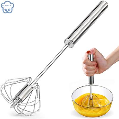 Halbautomatischer Schneebesen aus Edelstahl 304, manueller Handmixer, selbstdrehender Eierrührer, Küchenzubehör, Eierwerkzeuge