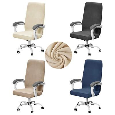 1pc Soft Velvet Chair Cover Solid Color Anti-dirt Seat Slipcover Stretch Computer Washable Chaircase Gaming Room Home Office