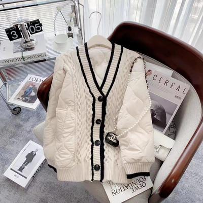 Autumn and Winter New Fashion Temperament Cotton Plus Color Matching Knitted Sweater Cardigan Jacket Women