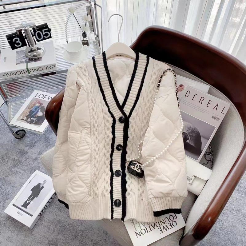 Autumn and winter new fashion temperament cotton plus color matching knitted sweater cardigan jacket women