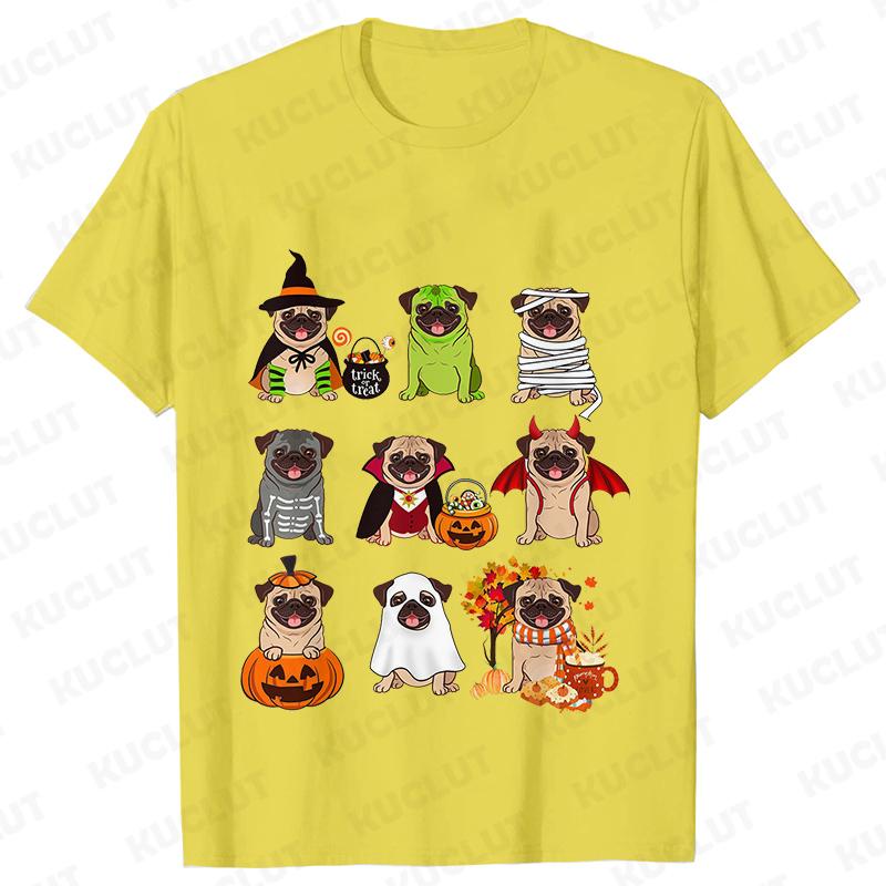 Dog Horror Halloween Women TShirts Pug Dog Shirt Harajuku Graphic Tops Female Summer Fashion Shirts Halloween Pug Dog Tshirt