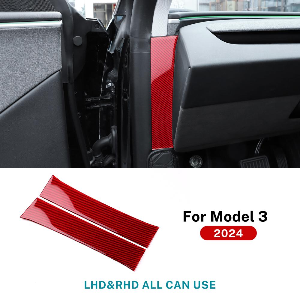 Real Soft Carbon Fiber Sticker For Tesla Model 3 Highland 2024 Car Instrument Both Sides Decor Interior Trim Accessories.