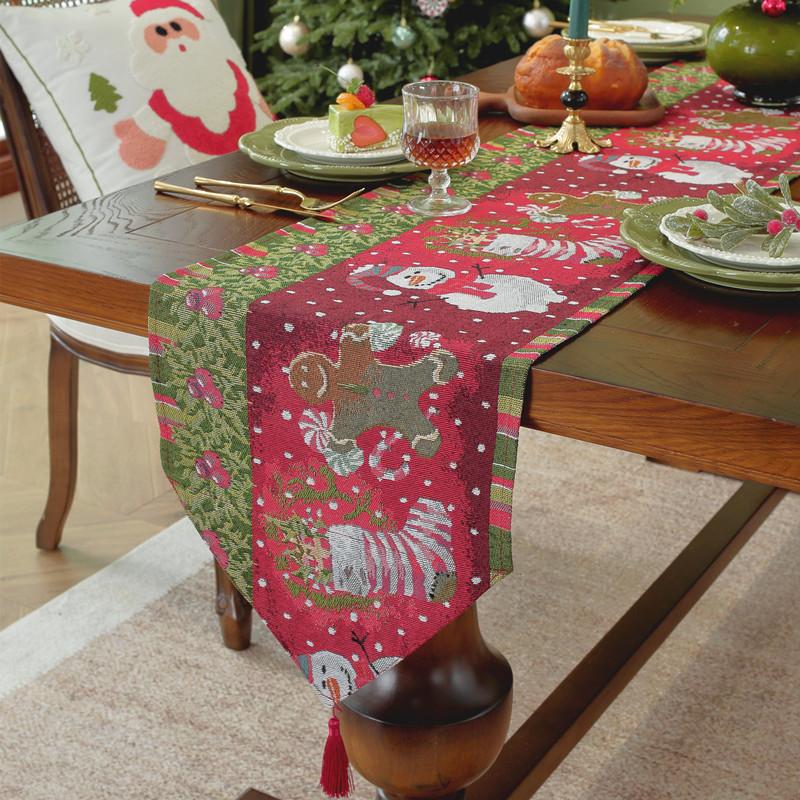25-Color Woven Jacquard Polyester Cotton Christmas Snowman Table Flag End Of Bed Flag Decorative Cover Towel Dining Table Cloth