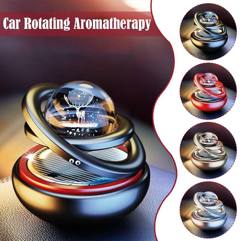 1pcs Solar Aromatherapy Ornaments Car Double Suspended Crystal Ball Rotating Aromatherapy Perfume Ornaments Creative Ornaments