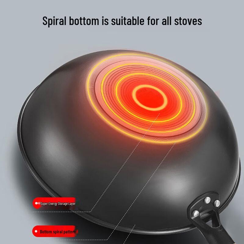 Kangbach 32cm Antihaft-Wok aus raffiniertem Eisen