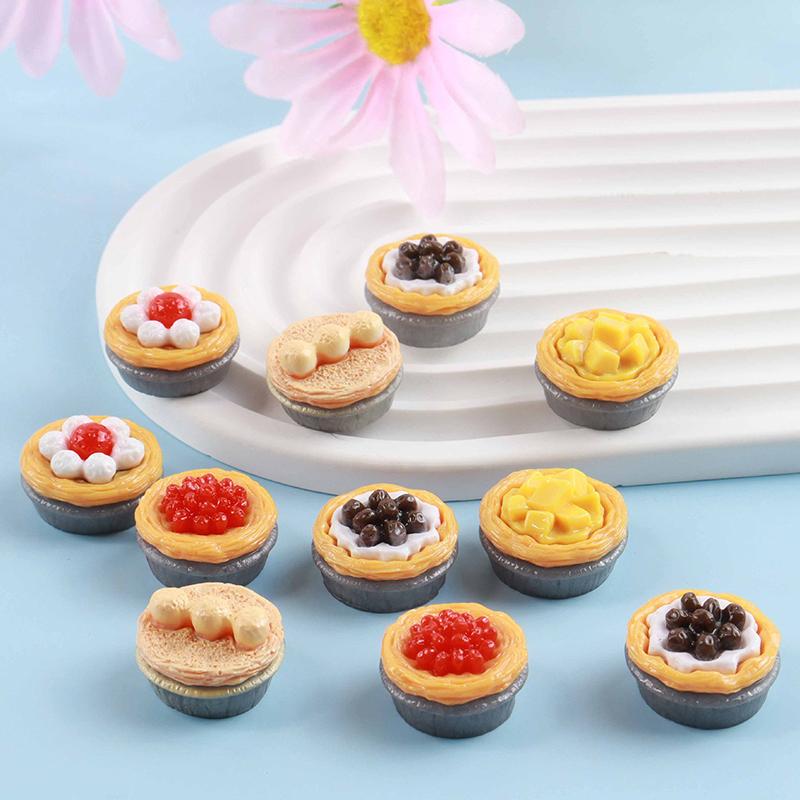 5Pcs 1/12 Dollhouse Simulation Egg Tart Dollhouse Mini Dessert Model Dolls House Food Decor Accessories