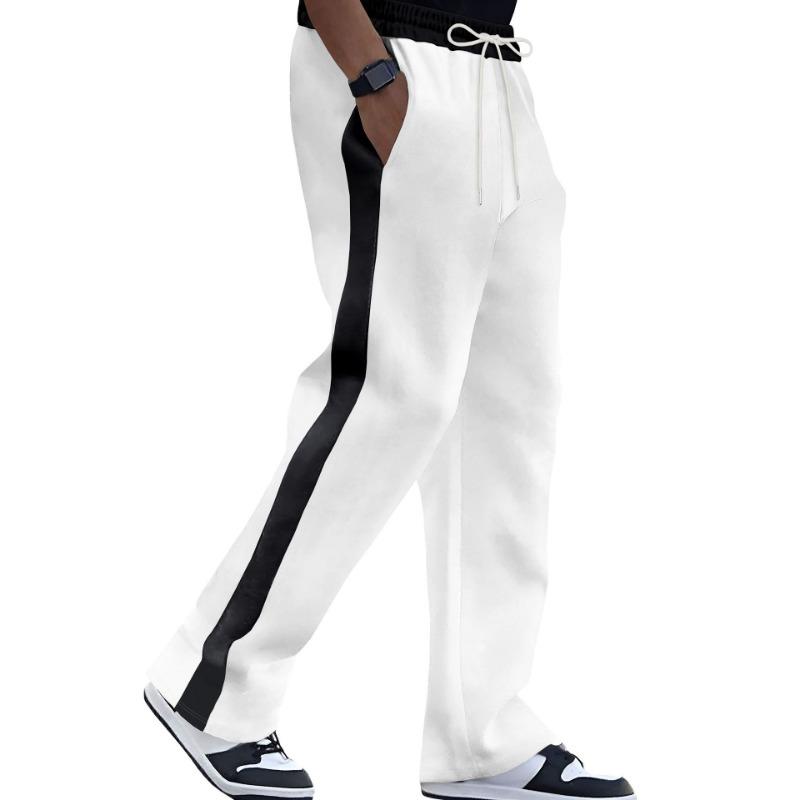 Men S Loose Straight Color Block Casual Sports Track Pants