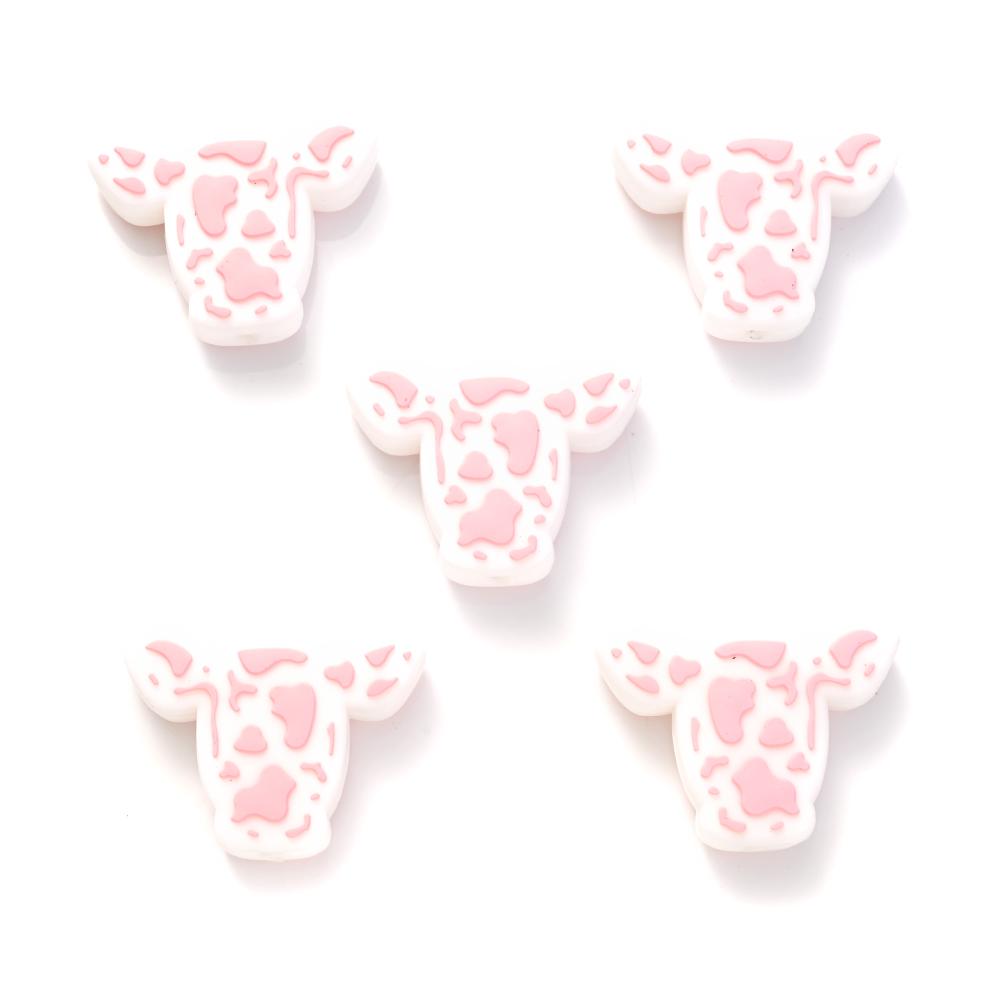 10pcs Cartoon Silicone Animal Design Food Grade Focal Teether Beads Baby Chew Toy Teething Necklace DIY Nursing Jewelry Making