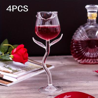 2 ks/4 ks pohárů na víno, pohár na červené víno, květinový pohár, růžový květ, koktejlový pohár, nádobí na pití do restaurací, kaváren, barů
