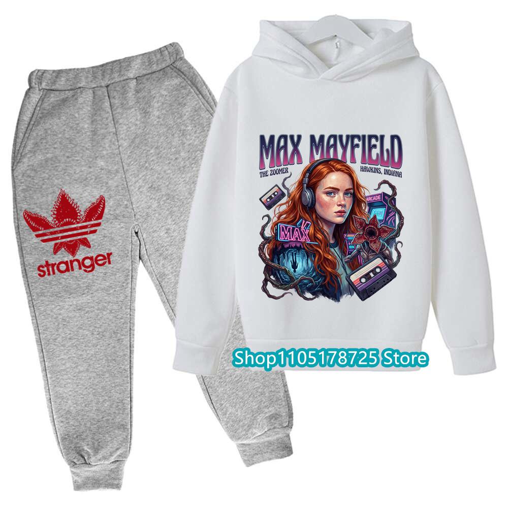 Snygg Huvtröja Set för Barn med Stranger Things Demogorgon Tryck, Bekväma och Trendiga Barnkläder för