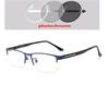 Half Frame Sun Photochromic Gray Customize Prescription Eyeglasses +Metal Square Short-Sight Eyewear 0 -0.5 -0.75 To -6.0