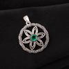Chrome Diopside Gemstone 925 Sterling Silver Jewelry Flower Chain Pendant 1.48" CP-29-1