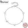 BAMOER 925 Sterling Silver Adjustable Heart Bracelet Dainty Box Chain Bracelet for Women Teen Girls Sweet Birthday Gift