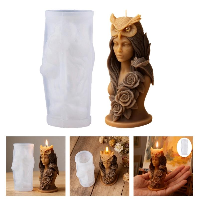 Sturdy Silicone Candle Mould Featuring Owl Girl Designs for Festival Home Decoration and Craft Projects