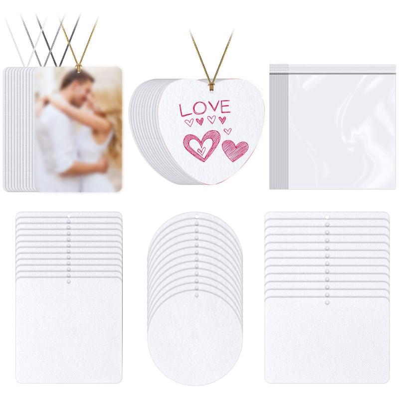 30x Hanging Air Freshener Blank DIY Air Freshener Fragrance Sheet Blank Car Press Felt Polyester Cutting Blanks