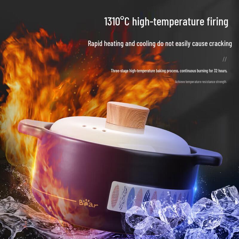 Bear Purple Clay Ceramic Stew Pot