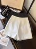 2025 Spring/Summer Women's Minimalist Grey High-Waist Suit Shorts: Slimming Straight-Leg A-Line Casual