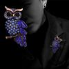 Creative Design Cartoon Owl Couple Broochs for Women Men Charm Full of Crystal Animal Pins Wedding Bride Jewelry Accessory Gift