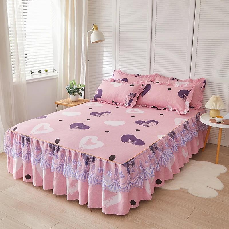 1PC Gedruckt Bettwäsche Set Weiche Bett Rock Bettdecke Volle Twin Königin König Größe Bettlaken Matratze Abdeckung Mit Spitze ohne Kissenbezüge