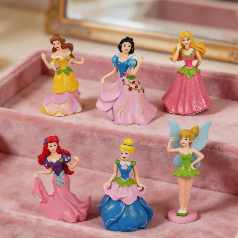 Disney 6 Piezas Figura de Princesa Adorno Decoración Tarta Cumpleaños Creativo Muñeca Escritorio Hogar