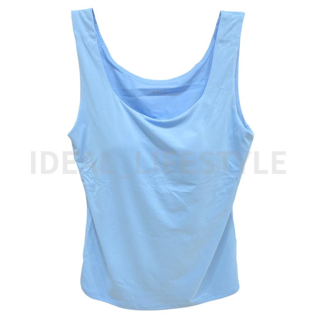 UNIQLO AIRism Sleeveless Bra Top S-4XL Quick-Dry with-Cups Tank Women 485345 NWT M синий