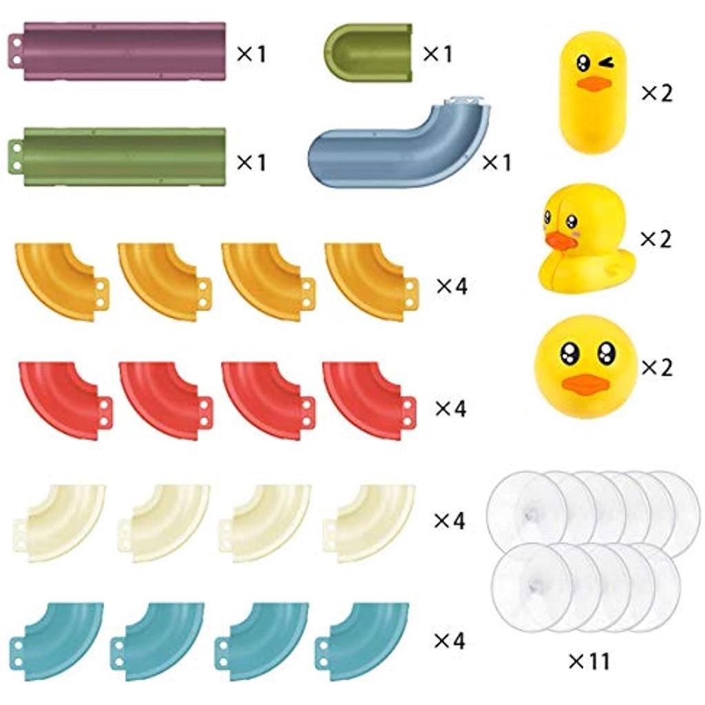 Children Bathtub Toy Slide Shower DIY Assembly Water Track Bath Turn Happy Duckling Track Games Play Water Toys