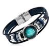 Multi Layer Constellation Leather Bracelet 12 Zodiac Sign Adjustable Fashion Jewelry for Unisex Gift Occasion