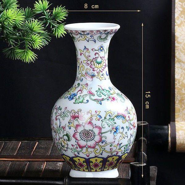 Enamel Flower Vase Decoration New Chinese Retro TV Cabinet Decoration Ceramic Minimalist Chinese Flower Arrangement Vase ZF517