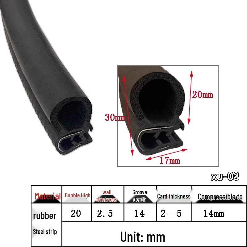 U-Shaped Waterproof Dustproof Rubber Sealing Strip for Cabinets and Car Doors