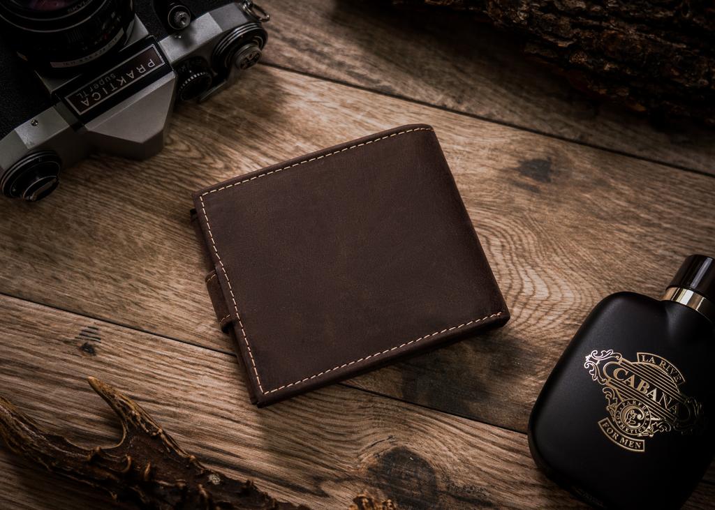 Men's leather wallet N992L-CHM-DOG-2-BL BROWN
