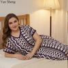 Women's Nightdress Vintage Palace Print Pajamas Short-Sleeved Nightgown Loose Home Clothes