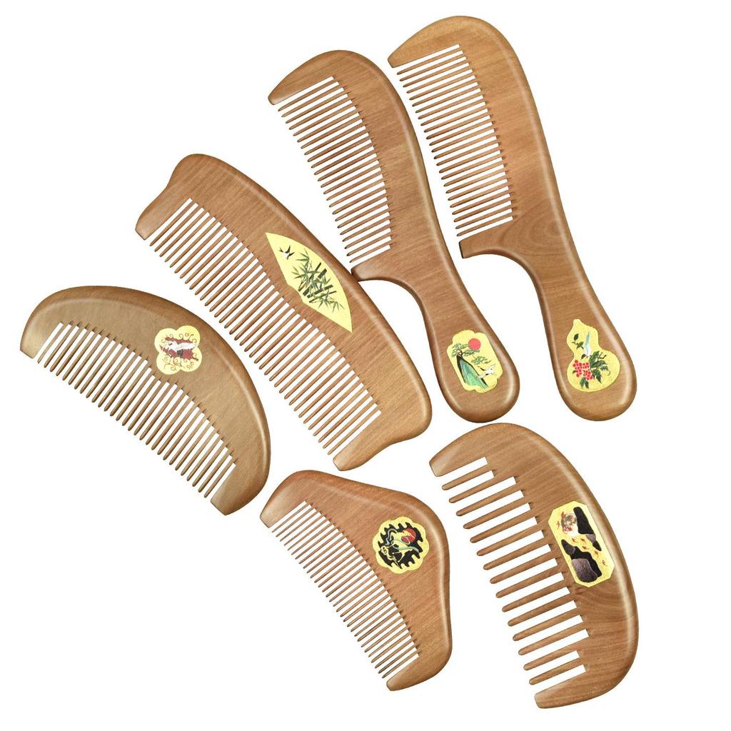 Nanmu Gold Painted Hairdressing Comb - Smooth Finish Women's Souvenir Gift