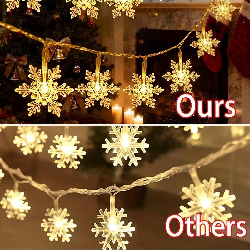Xiaomi Christmas Snowflake LED String Lights Battery Operated Fairy Lights Xmas Tree Wedding Party Garland Holiday Decoration Lighting