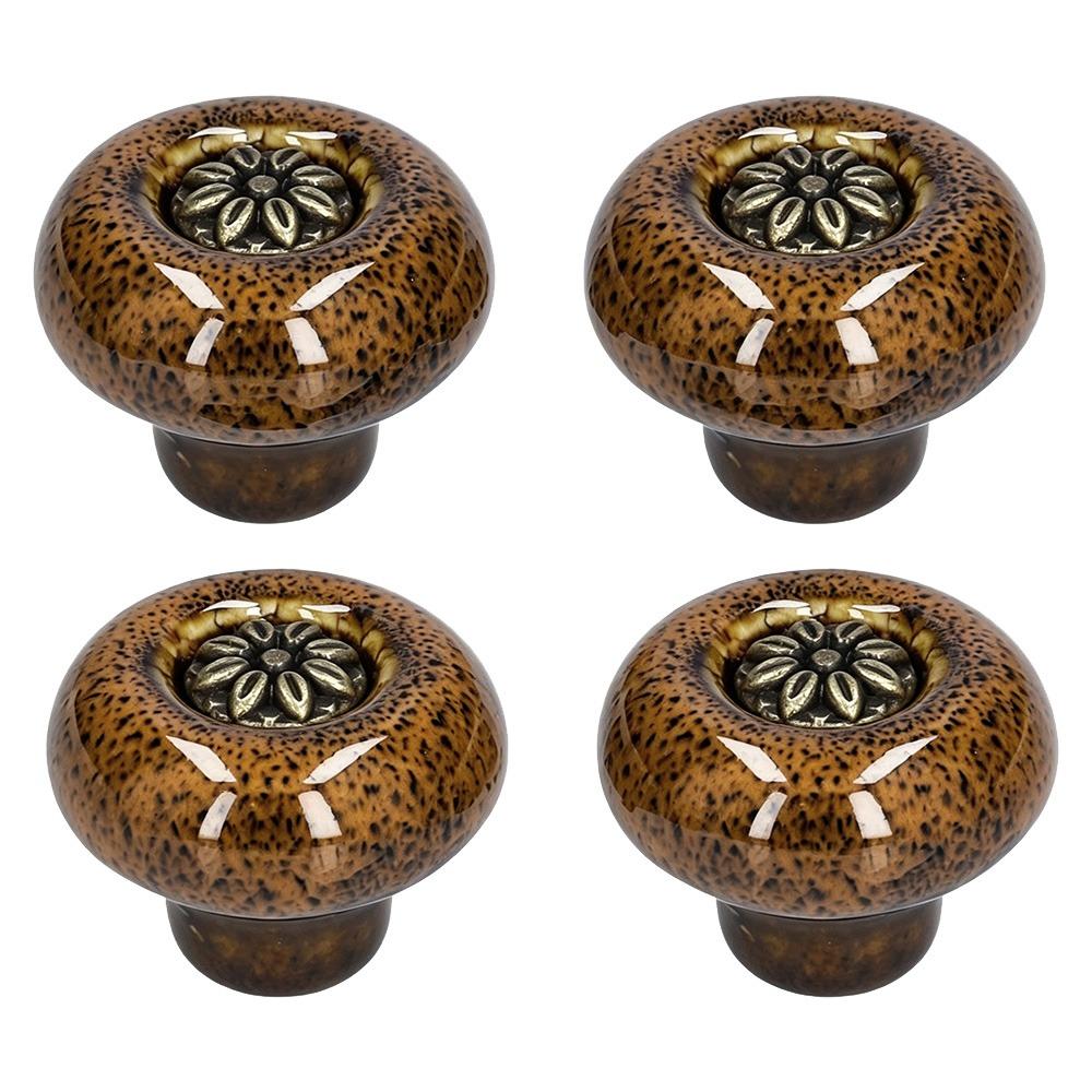 4pcs Easy Install Door Knobs Round Drawer Knobs Vintage Cabinet Handles Bedroom
