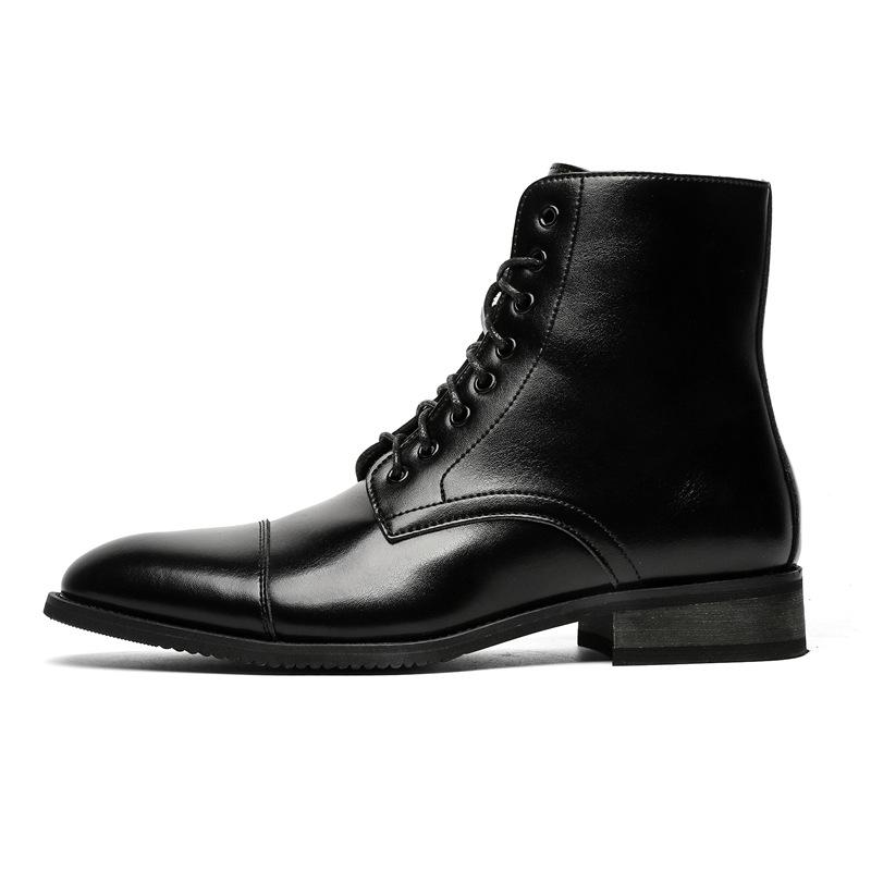 Men's Leather Boots Luxury Banquet Party Dress Boots British Style Business Formal Boots for Men Casual Leather High Top Booties