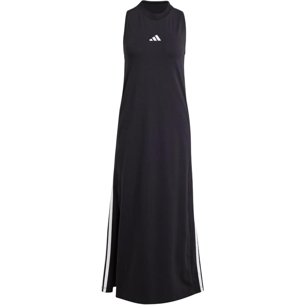 adidas Essentials 3-Stripes Sportswear Long Racerback Dress Women Dress Black White JE1208