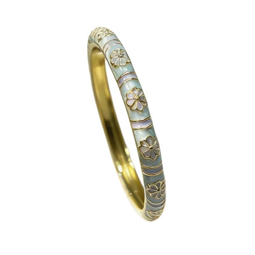 Enamel Vintage Cloisonne Bangle Colorful Women s Hand Bracelet Handicraft Flower Bangle Girls синий