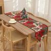 Red Xmas Desktop Decoration Tree Santa Claus Tablecloth Pattered Christmas Table Runner Banquet