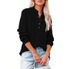 Women's Casual T-Shirt Buttons V-Neck Long-sleeved Knitted Shirt Blouse Tops
