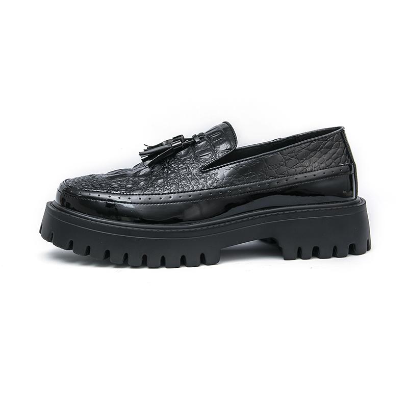 Men Loafers Black Platform Height Increase Thick Sole Shoes White Formal Business Wedding Dress Prom Tuxedo Party Shoes Large Size