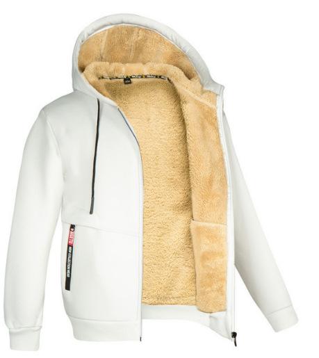 In Autumn and Winter, Men, Hooded with Thick Fleece, Lamb Fleece Cardigan, Hoodie, Plus Size, Trendy Jacket, Winter Warm Top, Plus Fleece Jacket