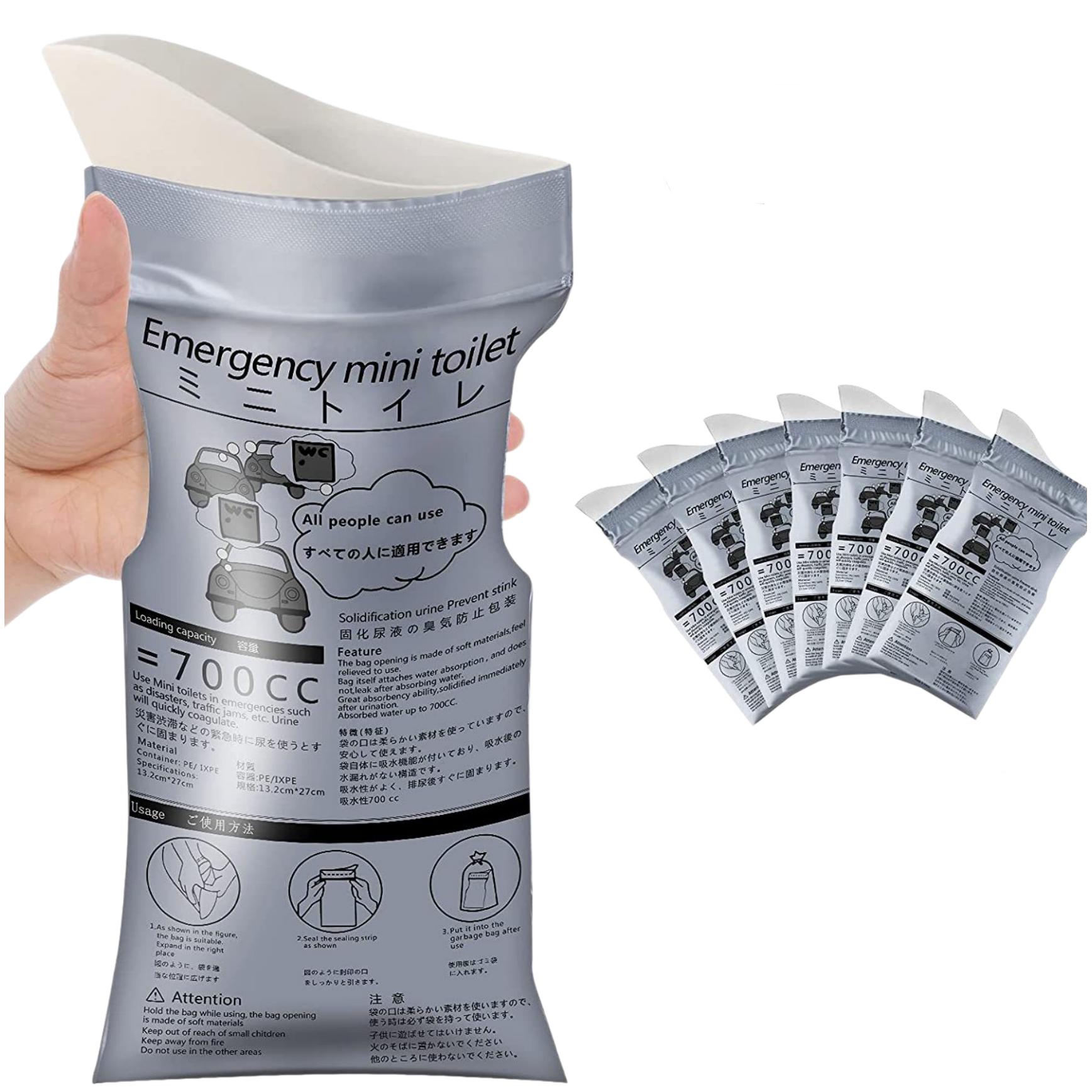 

Universal Outdoor Emergency Disposable Urine Bag Car Toilet with Water Absorbing Powder Anti Side Leakage for Self Driving Tour Travel Camping Women 6pcs set