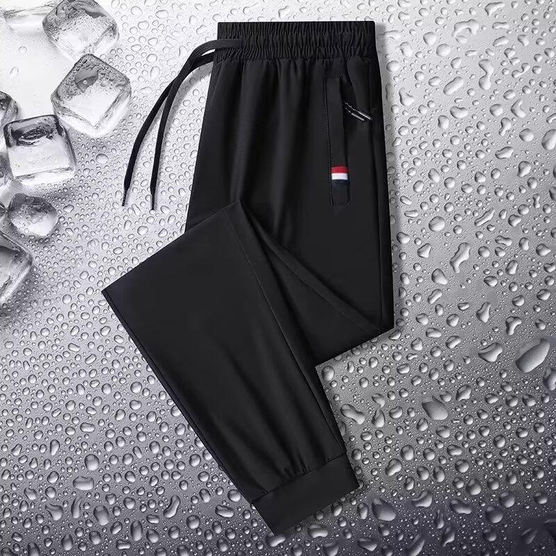 Shirts and Less Clothing Sweatpants Men's Summer Large Size Pocket Zipper Leggings Ice Silk Trousers