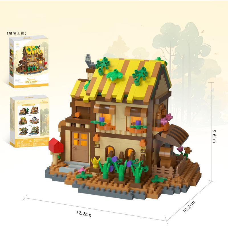 Holzhaus Straßenansicht Puzzle zusammengebaute Bausteine für Jungen und Mädchen Kinderspielzeug Desktop-Ornamente Weihnachtsgeschenke