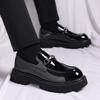 British Style Men Casual Leather Office Shoes Autumn Soft Leather Antiskid Business Loafers Comfy Thick Bottom Driving Shoes