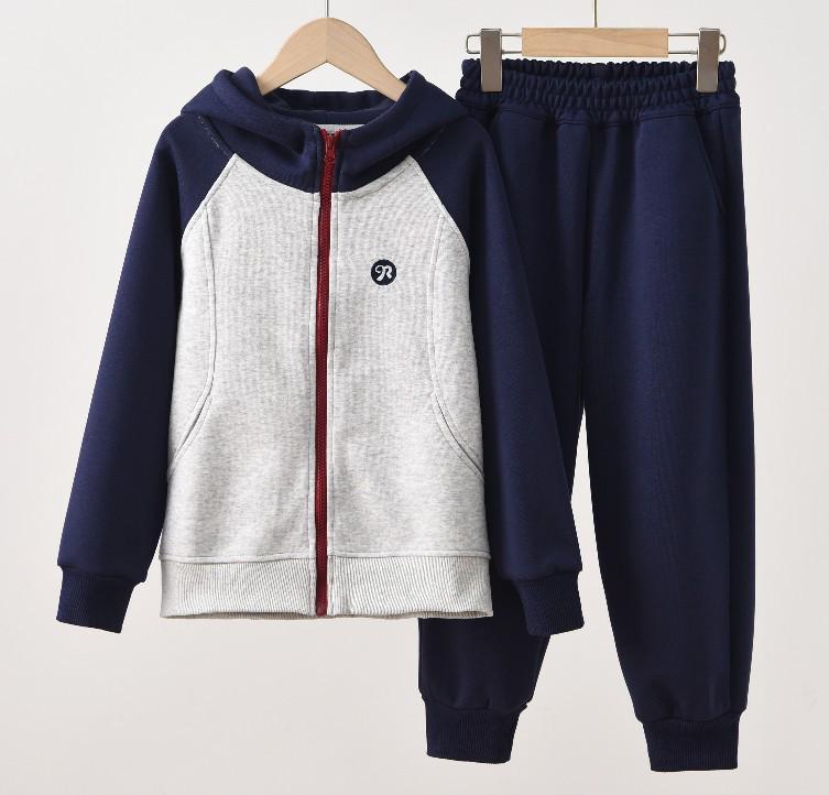 

25 Autumn Kids Zipper Jacket & Pants Set - Hooded Jacket & Long Pants Sportswear for Boys & Girls 150