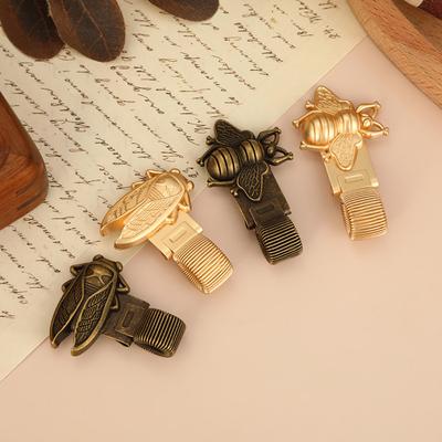 Insect Themed Metal Pen Clip with Spring Vintage Bee/Cicada Design Metal Clamp for Notebooks Journals School Office Supplies