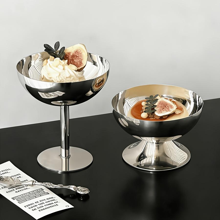 304 stainless steel ice cream cups, 5.07oz, with footed design, suitable for desserts, puddings, and mousse, mirror-polished, reusable